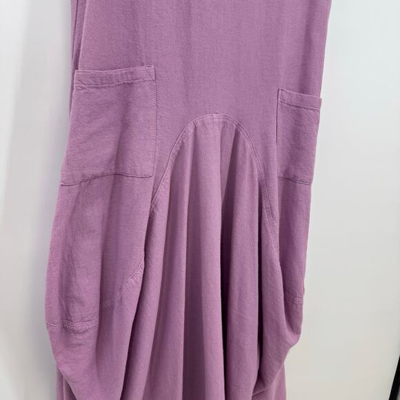 VTG CMC Color Me Cotton Midi Dress XS Oversized Drape Purple Boho Y2K Lagenlook - Picture 4 of 10
